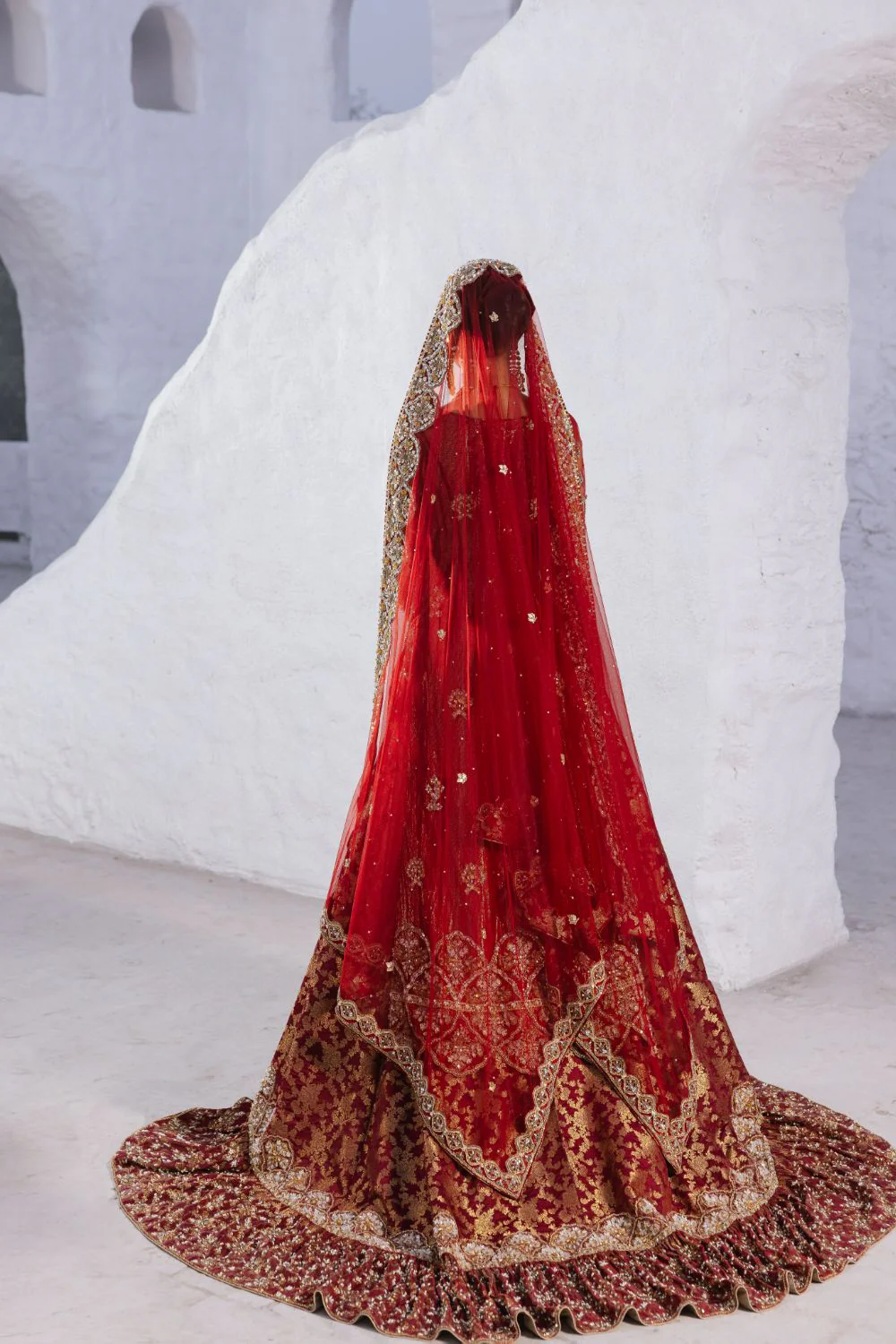 Red Bridal Farshi Sharara (SBM-7) - Image 6