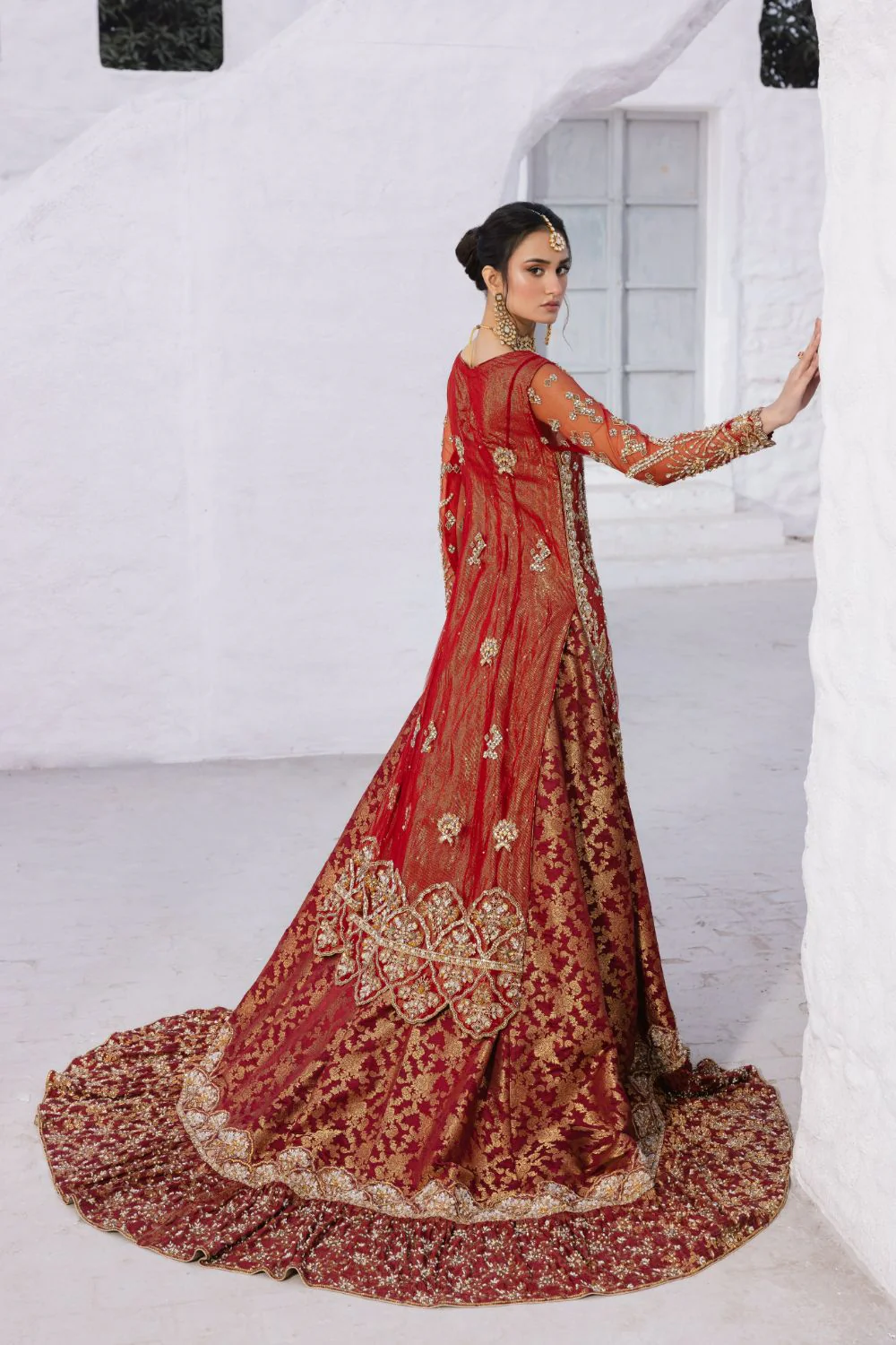 Red Bridal Farshi Sharara (SBM-7) - Image 7