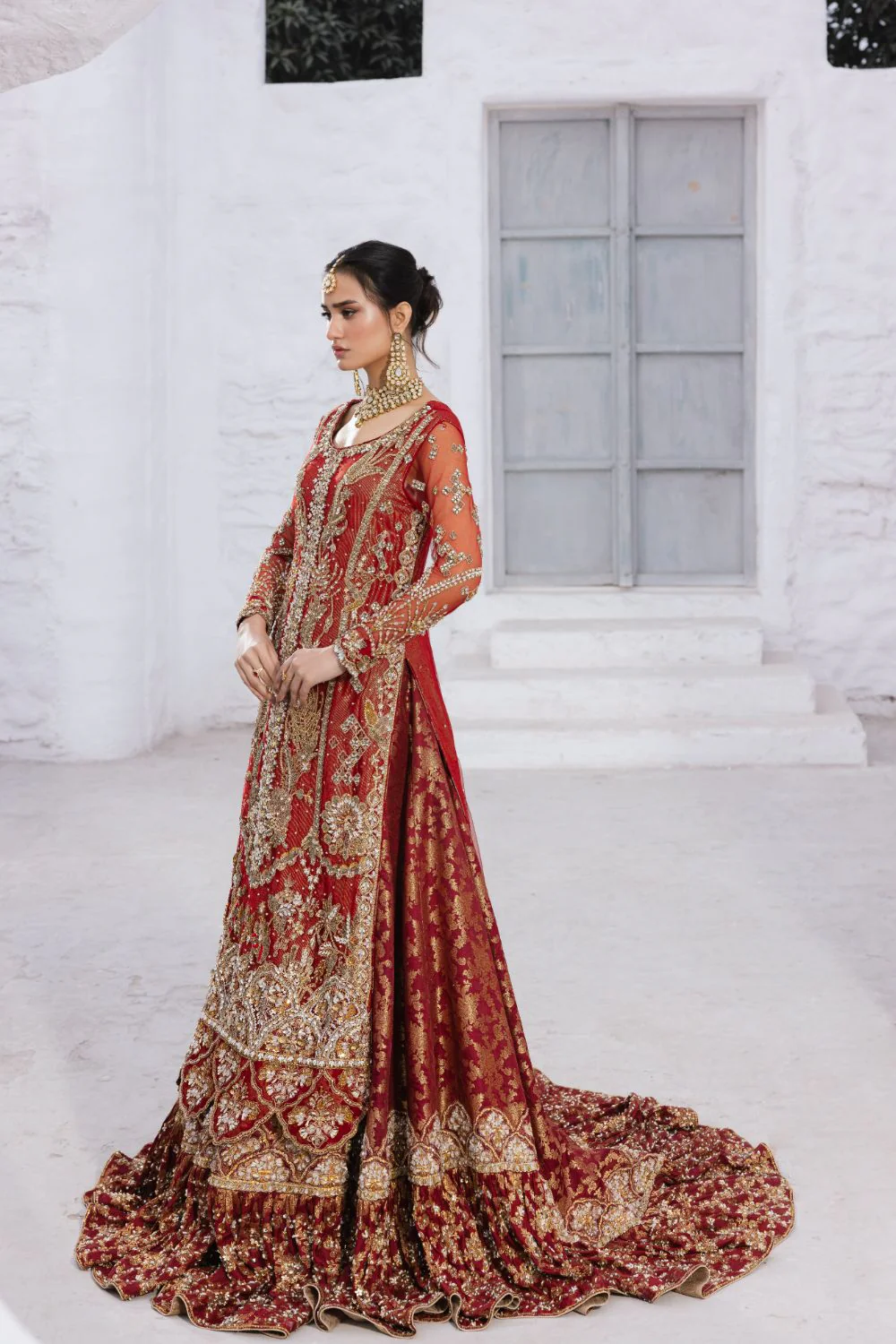Red Bridal Farshi Sharara (SBM-7) - Image 8