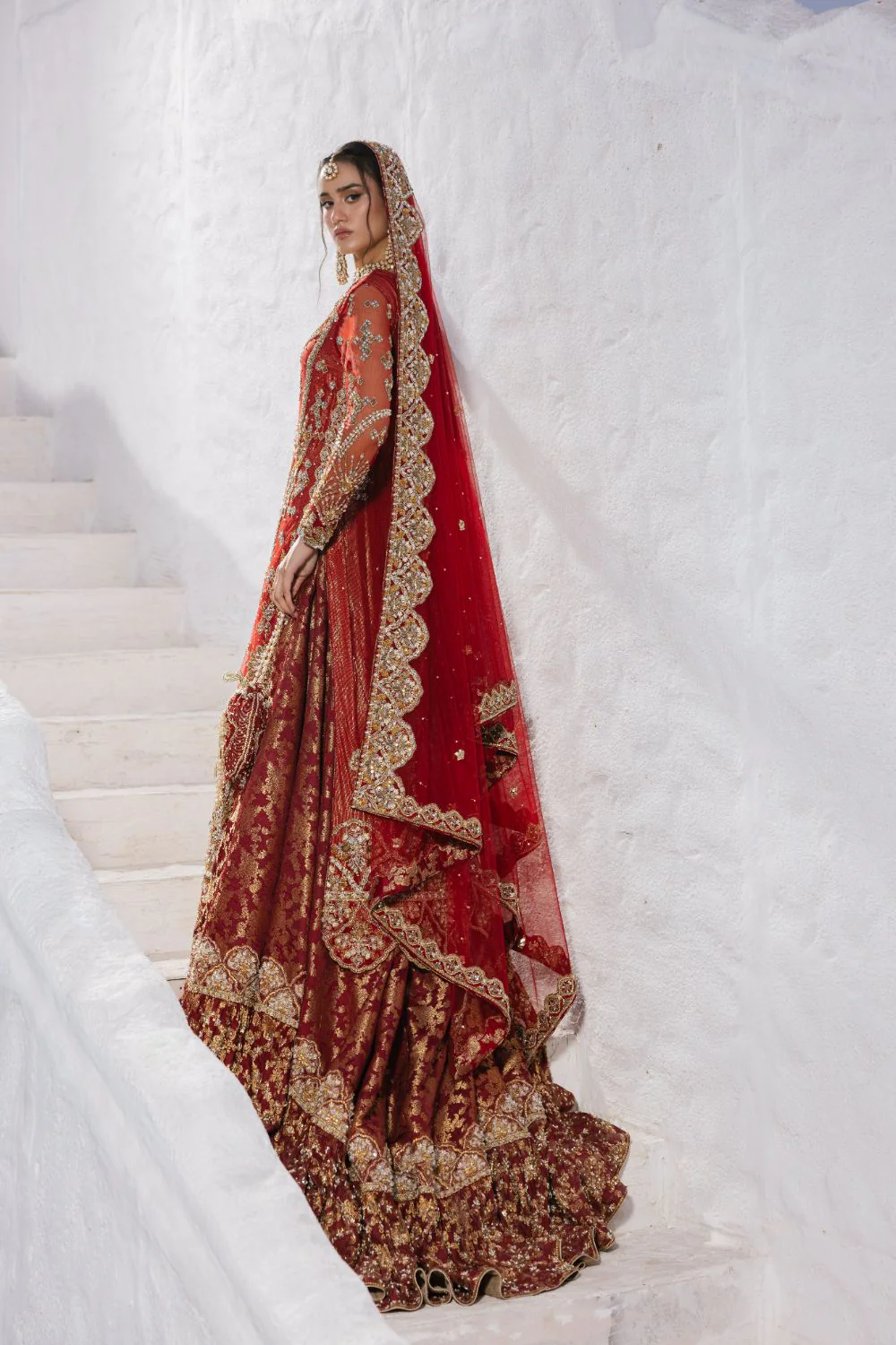Red Bridal Farshi Sharara (SBM-7) - Image 9
